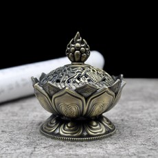 인센스새로운 연꽃 향 버너 불교 부처님 홀더 황동 미니 백단 금속 공예 홈 인테리어, Bronze, 02 Bronze
