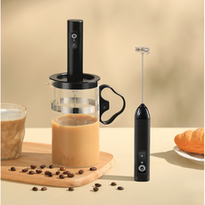 미니거품기수동 휴대용 USB 거품기 카페휘핑기 (스프링 헤드+컵 ), 블랙