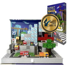 26년 자석블럭 책(Book)시리즈 마그네틱 큐브 폴딩 자석놀이 휴대용 인형 캐슬 자동차 장난감 궁전 마인크래프트, 시티 트래픽, 1세트, 혼합