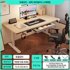 전동 높이조절 책상 듀얼모터 모션데스크 서랍 멀티탭형 사무용 가정용 변환, 서랍형 듀얼모터D26 내추럴우드