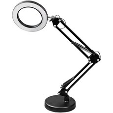 링라이트 LED 2관절 돋보기 스탠드 USB 확대경 독서등, 블랙, 1개