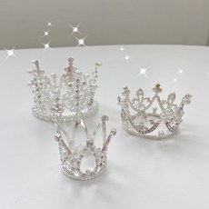 이브닝메종 티아라 왕관 케이크 장식, 2개, 실버