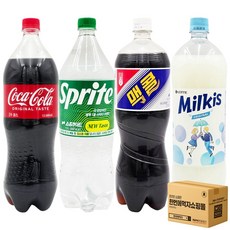 [한번에먹자] 탄산음료 세트 대용량 1.5L 4종 ( 코카콜라 + 스프라이트 업소 + 맥콜 + 밀키스 ) 당구장 업소용 가정용 사무실음료음료모음 골라담기, 4개