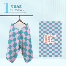 兒童速乾吸水浴巾 遨遊星際, 可愛兔紫 升級款帶紐扣, 1個