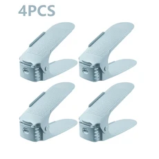 4-16개 신발 슬롯 정리함 조절 가능한 쌓기대 공간 절약형 이중 데크 랙 신발장 보관 홀더, 4PCS Blue