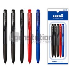 유니볼 시그노 노크식 RT1 0.38mm 블랙/블루/레드 5개 세트, 0.38 블랙3개+블루1개+레드1개