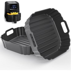 핀타우어 6.2인치 소형 미니 사각 실리콘 에어프라이어 라이너 2팩 셰프맨 DASH 코소리 콤피 인스턴트 DEIME 2Qt 2.1Qt 2.6Qt 3Qt 재사용 가능한 바구니 트레이