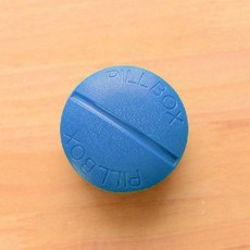 휴대용 알약케이스 원형 레드 (1), 진한 파란색(4 그리드)