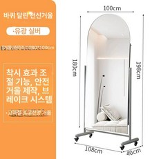 이동식 전신거울 스텐 카페 드레스룸 옷가게, 기타, 아니요, 180x100 아치형 실버