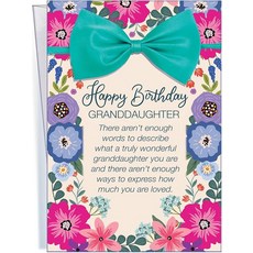 Chuck's Card-O-Rama 손녀를 위한 생일 카드 - 대형 카드는 25.4 x 19.9cm(10 x 7.75x2.54cm)까지 열립니다 - 사랑스러운 라벤더와 퍼플 꽃