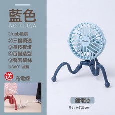 夏季手持USB便攜桌面低音辦公宿舍嬰兒寶寶推車變形小風扇, 1個, TJ-02A藍色:如圖所示