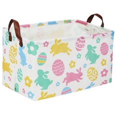 ACMUUNI 부활절 달걀 선물 직사각형 선반 바구니 옷 세탁 보관함 장난감 보관함 어린이용 토끼 바구니 손잡이가 달린, egg bunny, 1개