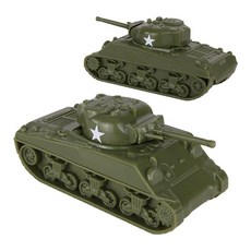 BMC CTS WW2 셔먼 M4 탱크 - OD 그린 2피스 1:38 플라스틱 육군 남성 차량, BMC CTS WW2 셔먼 M4 탱크 - OD 그린 2