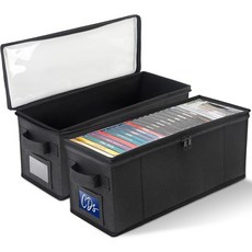 투명 창이 있는 CCidea CD 보관함 - 2팩 미디어 정리함 디스크를 위한 혁신적인 접이식 디자인 손잡이 및 라벨 슬롯이 강화된 홀더 각각 29개의 CD를 보관할 수 있으며, 2