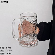DFMEI 創意家用帶把手玻璃杯簡約清新樹紋喝水杯啤酒杯果汁杯咖啡杯, 1個