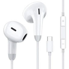 BCRKLO USB 타입 C 이어폰 헤드폰 스테레오 이어버드 마이크 포함 유선 이어폰 소음 차단 헤드폰 대부분의 휴대폰 및 전자 장치와 호환 가능 잭 포함 329238, BCRKLO USB 타입 C 이어폰 헤드폰 스테레오 이