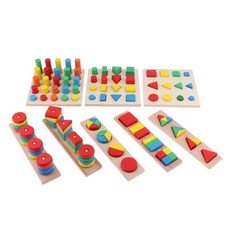 STK 8 조각 몬테소리 나무 장난감 스태킹 블록 어린이 아기 교육 장난감, 1개