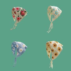 삼각 니트 두건 머리 스카프 플라운 헤어밴드 머리띠 hay+534ue