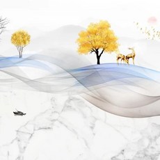 크기 벽화 회색 숲 엘크 그림 산 홈 장식 안개가 자욱한 벽지 사진, 6. ys2-164