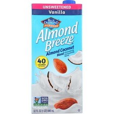 블루 다이아몬드 무가당 코코넛 아몬드 브리즈 바닐라 - 946ml Blue Diamond Unsweetened Coconut Almond Breeze Vanilla -- 32 Fl, 1개