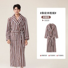 無品牌 情侶睡袍秋冬新款加厚格子睡衣女浴袍高級感加厚加長保暖家居服男