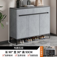 大容量玄關靠牆收納鞋櫃, 1個, 布朗石紋色三門款90CM:如圖所示