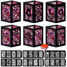 Retisee 라마단 공예 라마단 장식 랜턴 24개 다채로운 티슈 페이퍼 이드 무바라크 종이 랜턴 이드 무바라크 장식용 DIY 공예 키트 홈 아트 프로젝트용, 발렌타인 데이