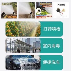 黑旋風 噴霧器噴頭 農用打藥通用型高壓可調節汽車水槍噴頭, 1個, 多用噴頭洗車打藥消毒,大霧化：噴頭1個渦流增壓可調節