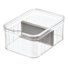 iDESIGN 크리스프 스몰 디바이디드 빈 정리수납함 뚜껑 불포함, Clear + Gray, 1개