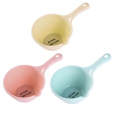 슈리팜 다용도 손잡이 물 바가지, 3개, 베이지+블루+핑크
