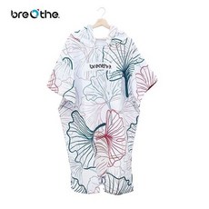 【裝備租客】Breathe 水呼吸快乾毛巾衣 速乾浴巾衣 保暖毛巾衣 戶外浴袍 行動更衣, 1個, 雪白綠葉, 雪白綠葉