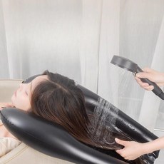 샴푸대 병원 이동식 노인 간이 미용실 머리감기 샴푸 세면대 누워서 어르신 간병 팽창식 접이식, 화이트 헤드 베개+브러시+실린더