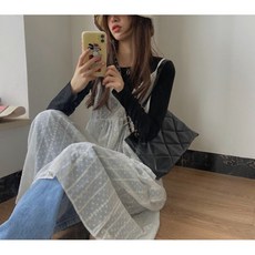 그릿업 레이어드 레이스 끈나시 시스루 포포다푸니 롱원피스 오피스룩 다양한 코디 원피스 뷔스티에