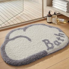 DEXI 부드러운 도톰 극세사 욕실 화장실 현관 미끄럼방지 논슬립 프리미엄 욕실 발매트, 구름(화이트)