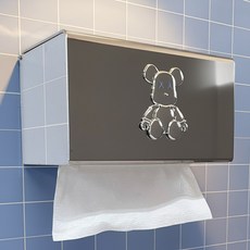 언즈 베어 메탈 화장실 스텐 무타공 핸드타올 휴지 케이스 주방 페이퍼타올 키친타올 디스펜서, 실버, 1개