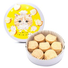 DADACA 貓咪造型餅乾圓鐵盒 鹽奶油口味 14入組, 1盒