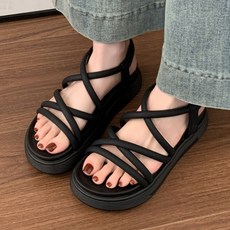 [오늘출발] 메르나뛰 말랑 쿠션 데일리 스트랩 밴딩 여름 샌들 키높이 여성 통굽샌들 ME100