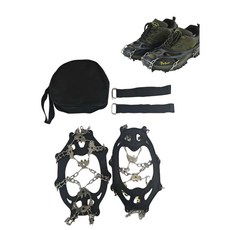 하루온담 논슬립 등산아이젠 스테인레스 24핀 고강도 체인, 블랙