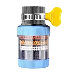 6레이어 범용 주방 수도꼭지 정수기 탭 필터 물 절약 버블 러 활성탄 여과 샤워 헤드 노즐, 03 파란