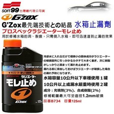 和霆車部品 日本SOFT99 G'ZOX 水箱止漏劑 修補水箱老化破損及裂痕 最大修補直徑1.2mm破損 B734, 1個