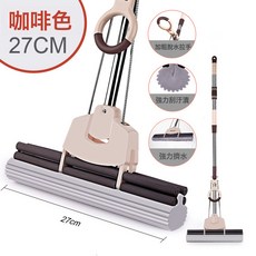 家用免手洗膠棉拖把滾輪式海綿吸水拖把組, 兩滾27CM共1頭:如圖所示, 1個