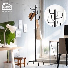 Amos 亞摩斯 十字底仙人掌衣帽架 吊衣架 掛衣架 衣架 收納架 玄關吊衣架, 黑色