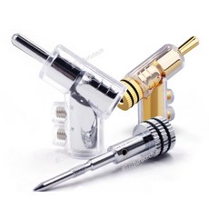 音響級 槍型鎖式香蕉插 鍍銠 鍍金 音響 擴大機 喇叭線 插頭 自鎖式 免焊 水晶防氧化外殼, 1個, 鍍銠香蕉插 1顆