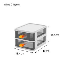 투명서랍정리함 수납함 수납정리 소품정리함 정리박스, 흰색 2겹, 1개