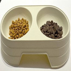 미니쓰 2구 애완용 밥그릇 애완동물물그릇, 아이보리