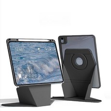 iPad Pro 보호 케이스 Air 호환 세로형 강화 펜 슬롯 포함 아크릴 프로 휘어짐, 1개, 쿨블랙 자석 분리형, iPad 2019/2020/2021 10.2inch