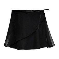 Topbuti 조절 가능한 허리 끈이 달린 시폰 발레 댄스 랩 스커트 여성용 여아용 체조 댄스 핑크 M