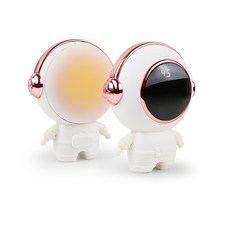 可愛太空人造型暖手寶 LED顯示 智能恆溫 迷你便攜 夜燈功能, 白色, 79 x 99 x 52.5 mm