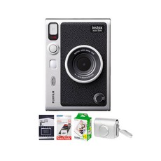 FUJIFILM instax mini Evo 混合式拍立得 迷你機身 多種濾鏡 藍牙連接, 1個, instax miniEVO+20張底片+螢幕貼+64G+副廠皮套(黑)