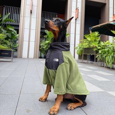 SAN寵物 狗狗衣服 中大型犬秋冬保暖外套 潮牌杜賓金毛拉布拉多絨衣服, 中大型犬-軍綠色【拉鍊-秋冬款】,M碼【約20-5kg】, 1個